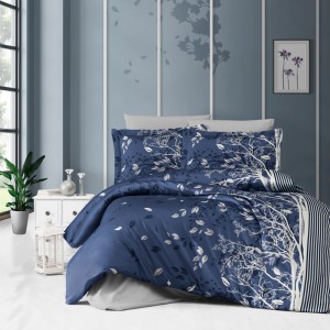 Постільна білизна сатин делюкс FIRST CHOICE LIVING NAVY BLUE (200x220)