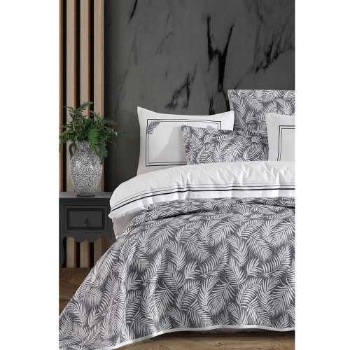 Комплект постільна білизна з покривалом PALM GRI SET