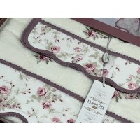 Набор хлопковых полотенец Maison Dor LADY ROSES ECRU DARK LILAC (3)