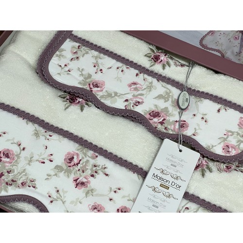 Набір бавовняних рушників Maison Dor LADY ROSES ECRU DARK LILAC (3)